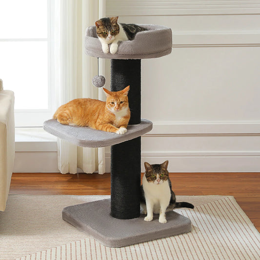 Luxury Cat Tree Tower with Thick Scratching Posts & Cozy Flower Bed for Large Cats