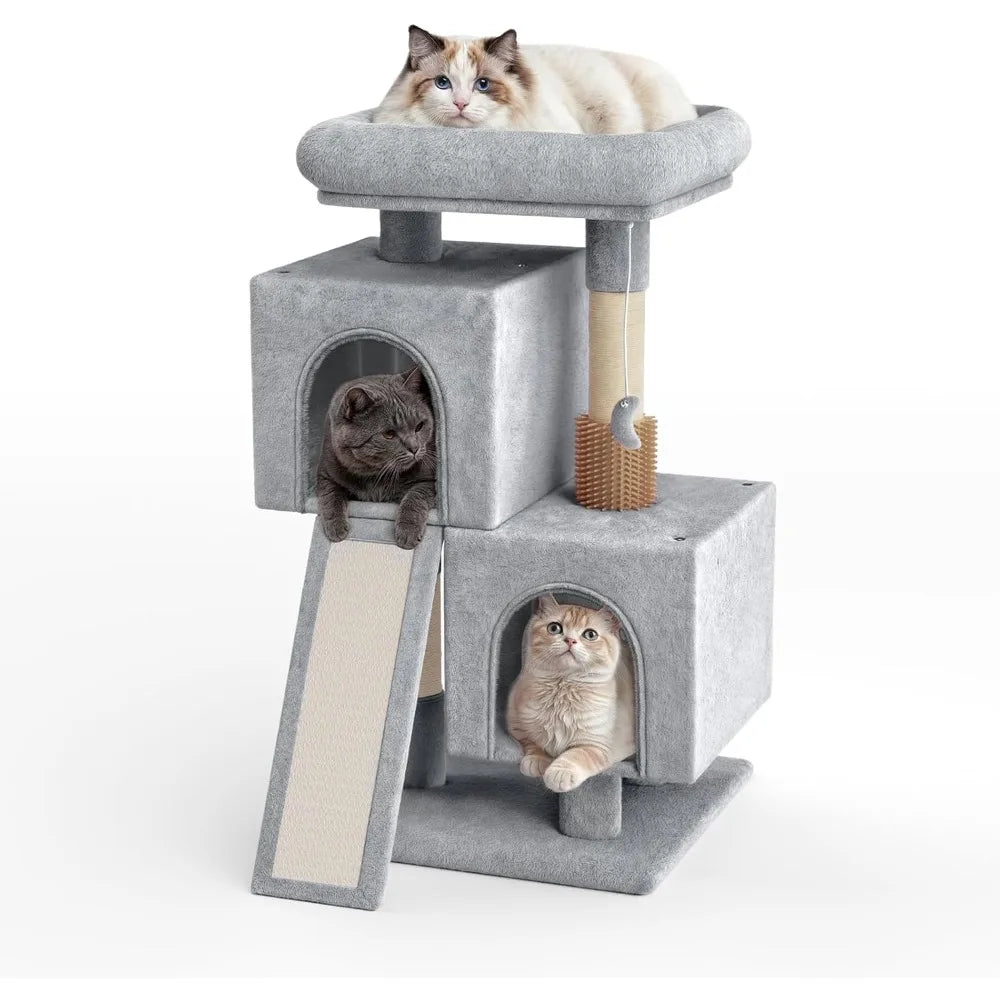 34" Multi-Level Cat Tree Tower with XL Perch, Scratching Posts & Sisal Ramp