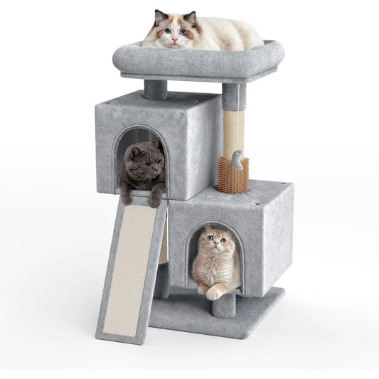 34" Multi-Level Cat Tree Tower with XL Perch, Scratching Posts & Sisal Ramp