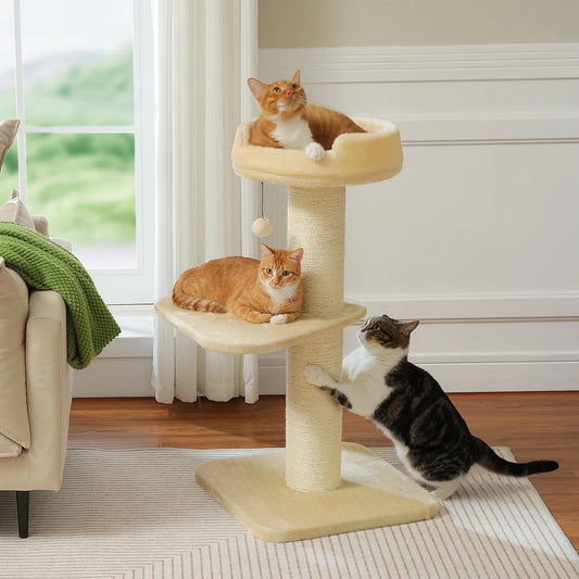 Luxury Cat Tree Tower with Thick Scratching Posts & Cozy Flower Bed for Large Cats