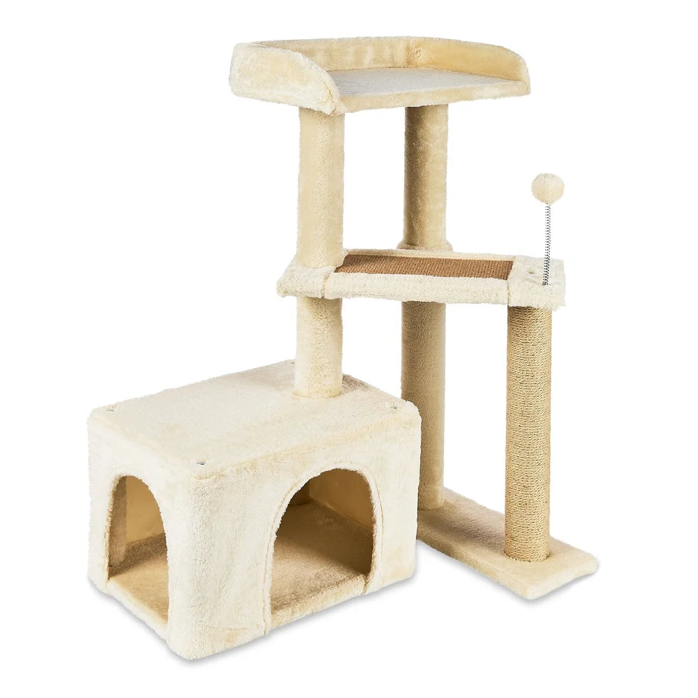 Deluxe 31" Cat Condo Tower with Jute Scratching Posts & Plush Retreat